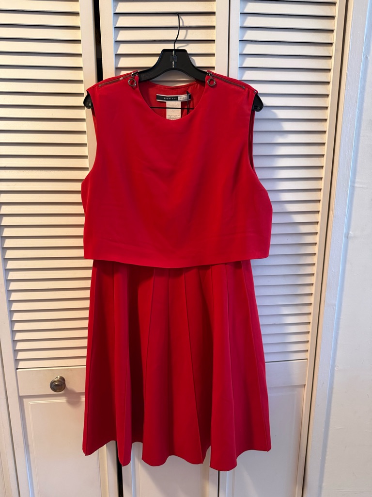 Sportmax Code “Ceres” Red Pleated Dress Size Us 14 Nwt! $485
